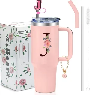 Personalized Gifts for Women,Monogrammed Gifts for Women,Personalized 40oz Tumbler with Handle,Birthday Gifts for Women,Custom Tumbler for Mom,Grandma,Aunt,Wife,Boss-J