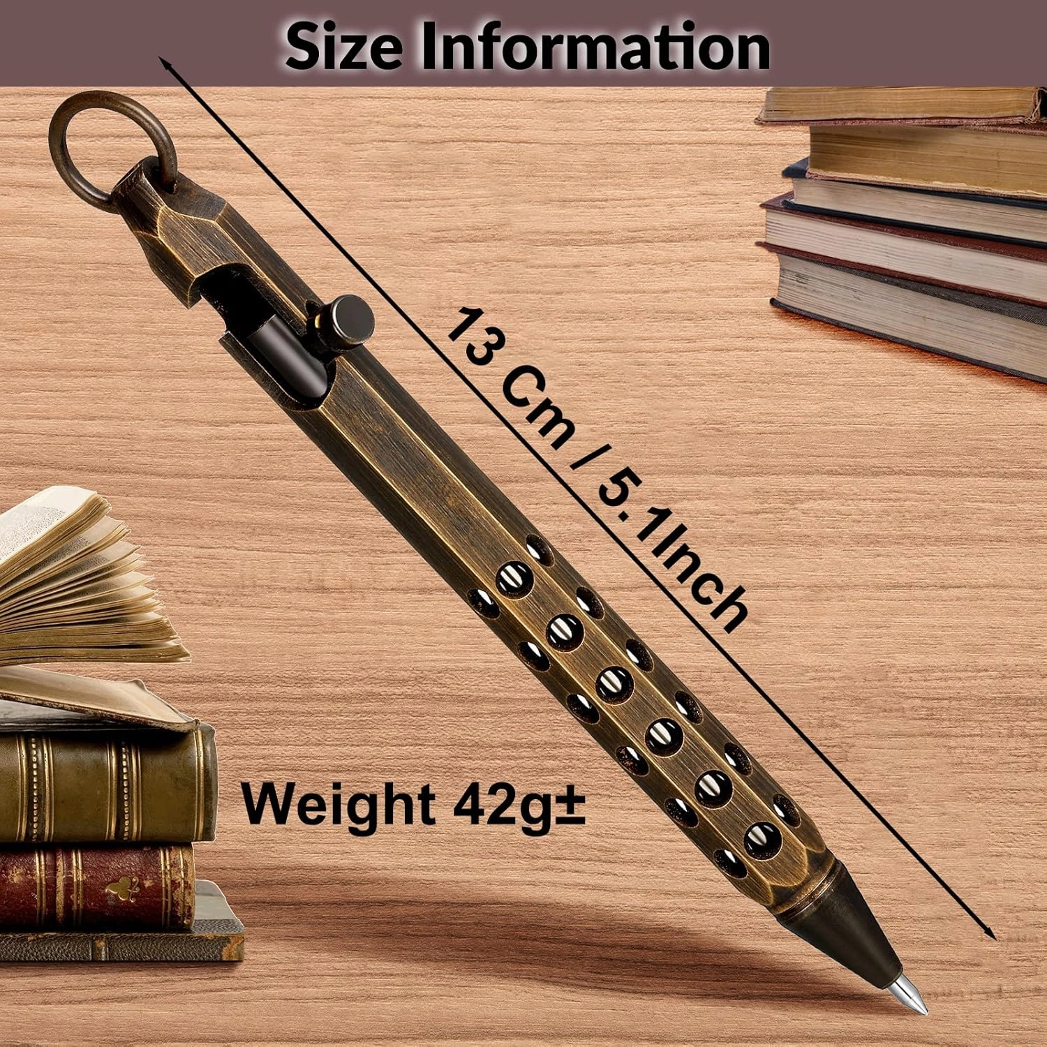 Personalized Bolt Action Pen Gift Set Free Engraved Customed Pocket EDC Brass allpoint Pen with 3 Refills Engravable for Personalization Office Decor Pen for Men (Style 2 - Bronze)
