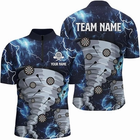 Personalized Dart Jerseys for Men, Dart Shirt, Dartboard Colorful Grunge Men Darts Quarter-Zip Shirt Darts