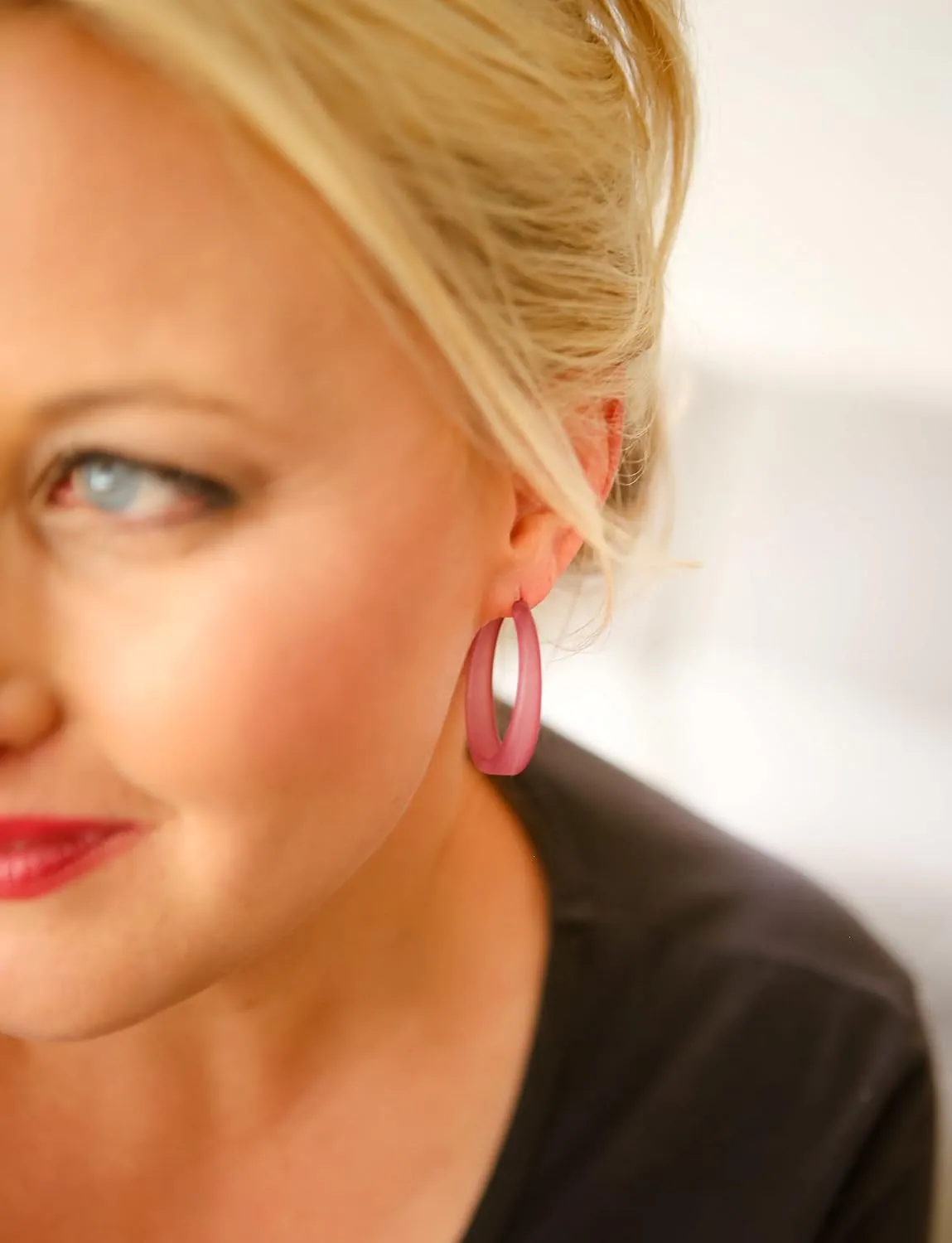 Phoenix Hoop Earrings, Lightweight & Hypoallergenic, Handmade Jewelry for Women, Round Circle Earrings, USA Made, Vintage Lucite Acrylic, 1.5” (37mm) Diameter