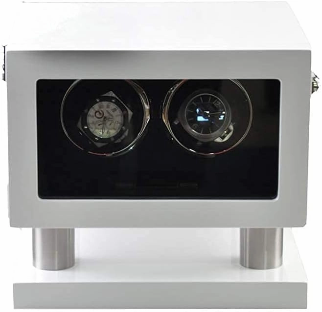 Piano Painted Automatic Watch Winder for 2 Watches, 5 Modes Ans Mute Motor, Watch Box with LED Light, Contains Watch Pillow (A)