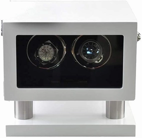 Piano Painted Automatic Watch Winder for 2 Watches, 5 Modes Ans Mute Motor, Watch Box with LED Light, Contains Watch Pillow (A)