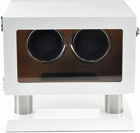 Piano Painted Automatic Watch Winder for 2 Watches, 5 Modes Ans Mute Motor, Watch Box with LED Light, Contains Watch Pillow (B)