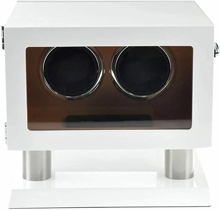 Piano Painted Automatic Watch Winder for 2 Watches, 5 Modes Ans Mute Motor, Watch Box with LED Light, Contains Watch Pillow (B)
