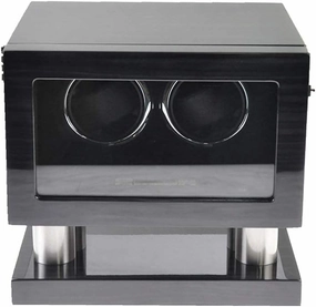 Piano Painted Automatic Watch Winder for 2 Watches, 5 Modes Ans Mute Motor, Watch Box with Led Light, Contains Watch Pillow,D