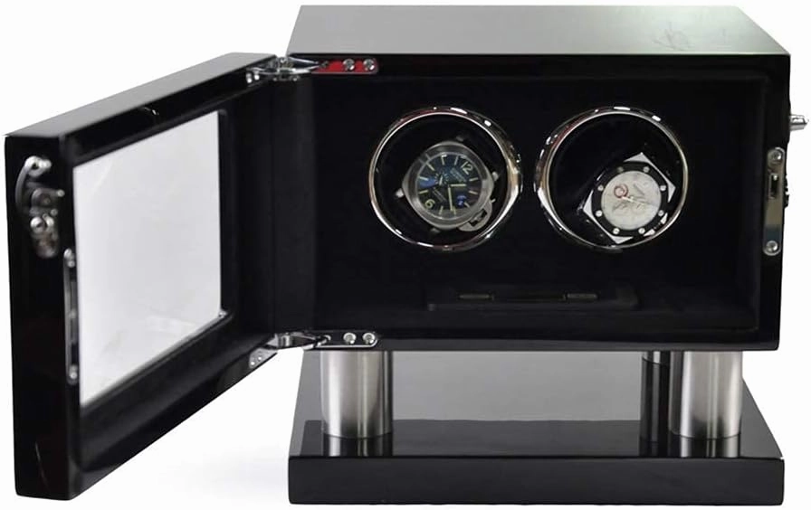 Piano Painted Automatic Watch Winder for 2 Watches, 5 Modes Ans Mute Motor, Watch Box with Led Light, Contains Watch Pillow,D