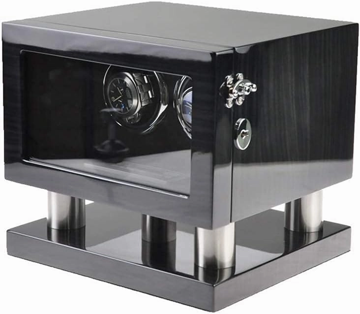 Piano Painted Automatic Watch Winder for 2 Watches, 5 Modes Ans Mute Motor, Watch Box with Led Light, Contains Watch Pillow,D