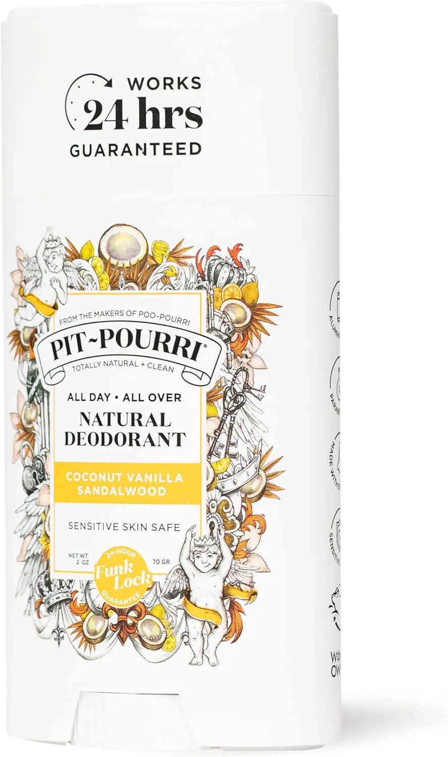 Pit-Pourri All Day-All Over Natural Deodorant, Coconut Vanilla and Sandalwood - 2 Oz (Pack of 2)