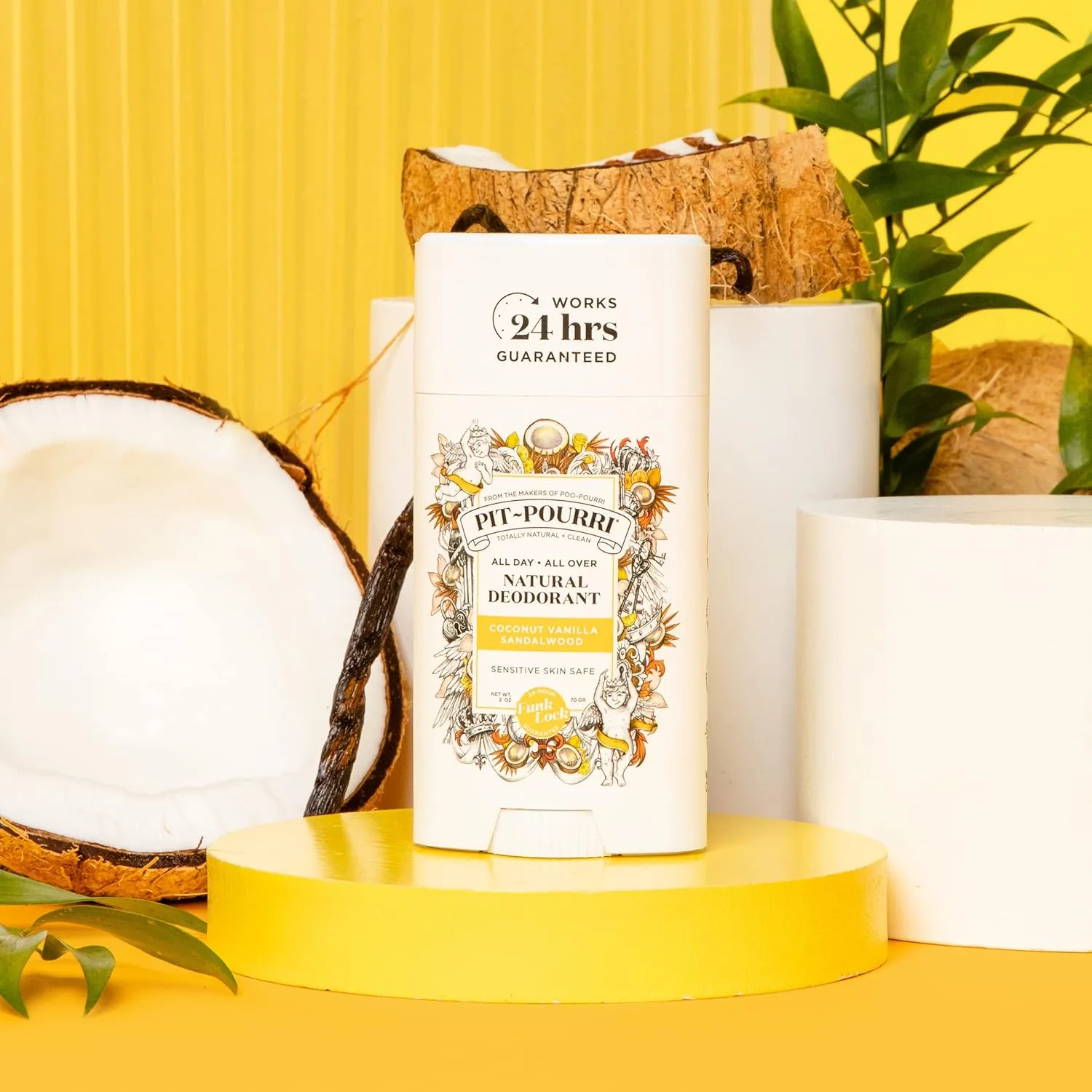 Pit-Pourri All Day-All Over Natural Deodorant, Coconut Vanilla and Sandalwood - 2 Oz (Pack of 2)