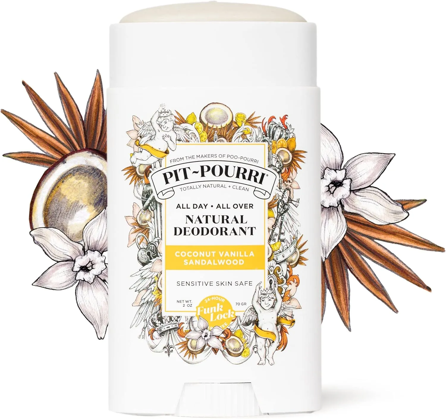 Pit-Pourri All Day-All Over Natural Deodorant, Coconut Vanilla and Sandalwood - 2 Oz (Pack of 2)