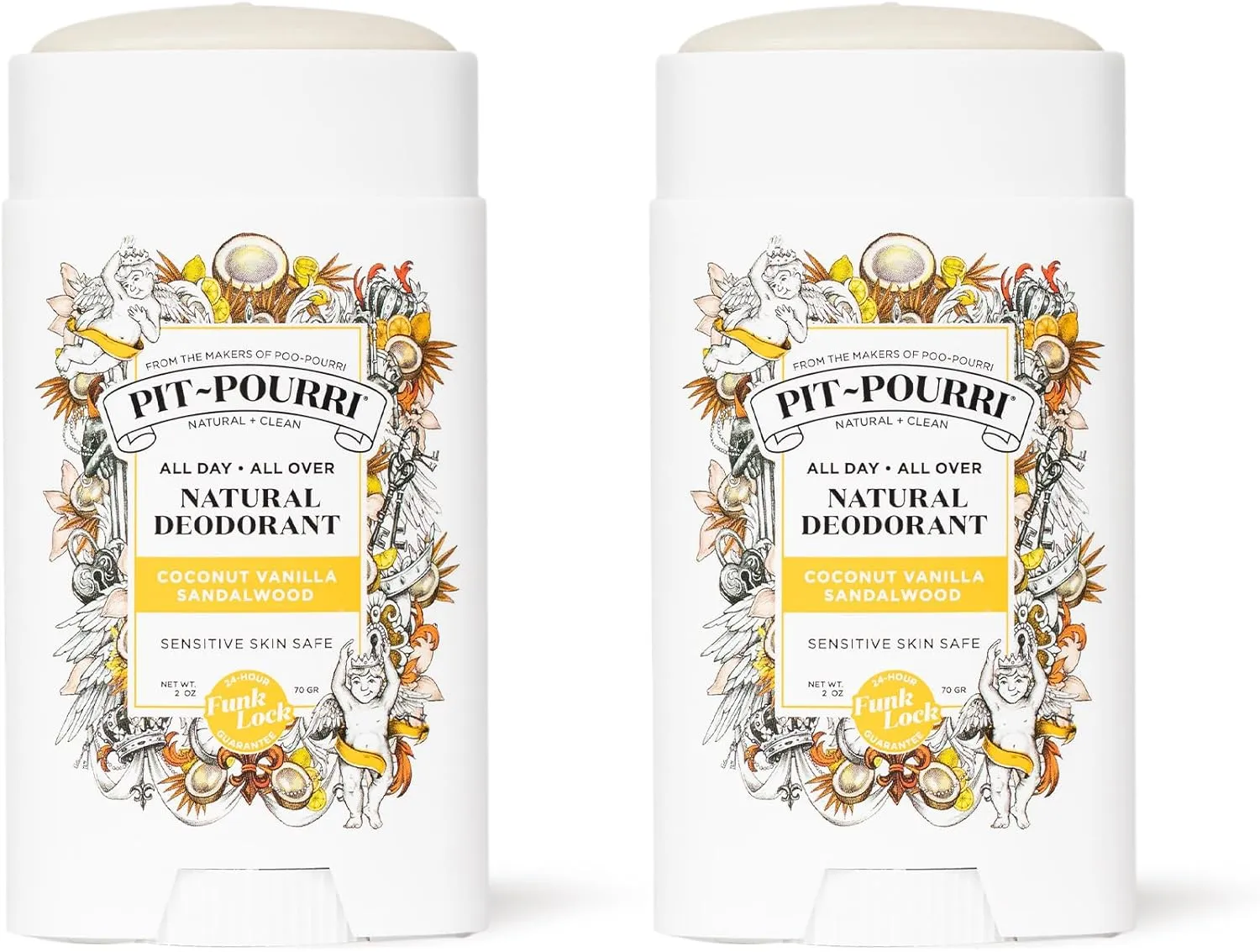 Pit-Pourri All Day-All Over Natural Deodorant, Coconut Vanilla and Sandalwood - 2 Oz (Pack of 2)