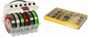 Plano Line Spool Box (Clear, Small) & EDGE Premium Jig and Bladed Jig Tackle Utility Box, Clear and Yellow, Rust-Resistant Storage, Waterproof Tray for Jig and Bladed Jig Tackle