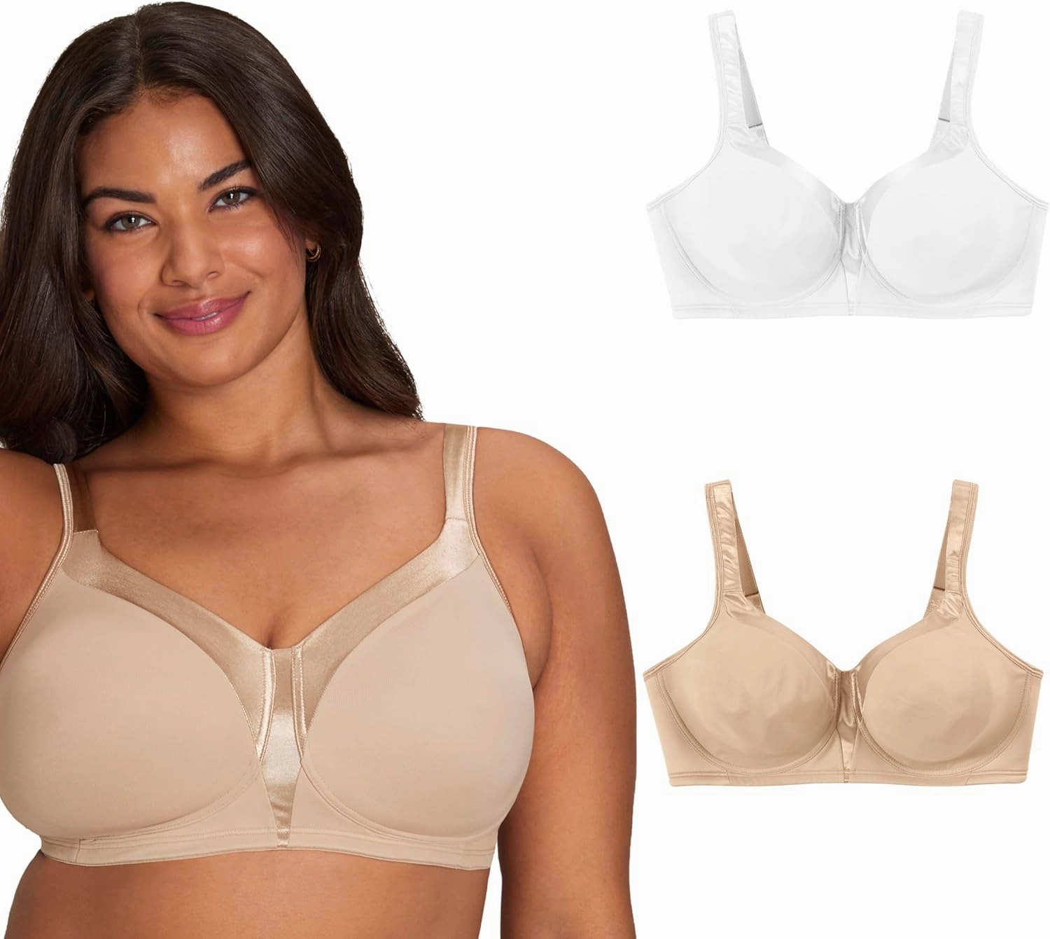 Playtex Women's Wireless Bra, 18 Hour Plus-Size T-Shirt Bras Available, Smoothing, Full Coverage, 4803, Single or 2-Pack