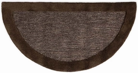 Plow & Hearth 2'x4' Banded Half Round Fireproof Hearth Rug | Charcoal Brown | 100% Wool Mat | Protect Hardwood Floor/Carpet from Sparks & Embers