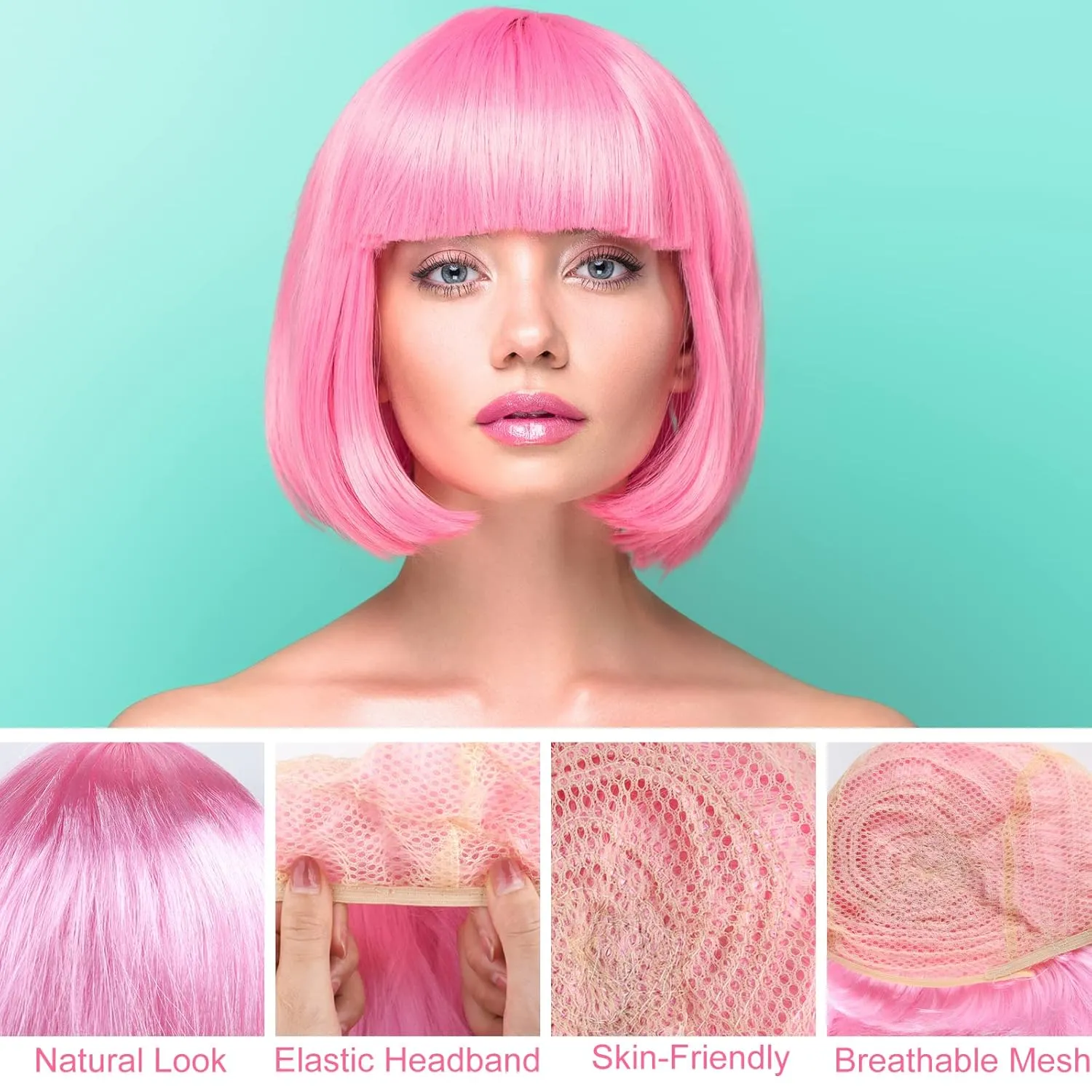 PLULON 14 Pieces Colorful Wigs, Party Wigs and Sunglass Set, Neon Short Bob Wig Sunglass Pack Costume Colorful Cosplay Wig Daily Party Hairpieces Bachelorette Halloween Costume