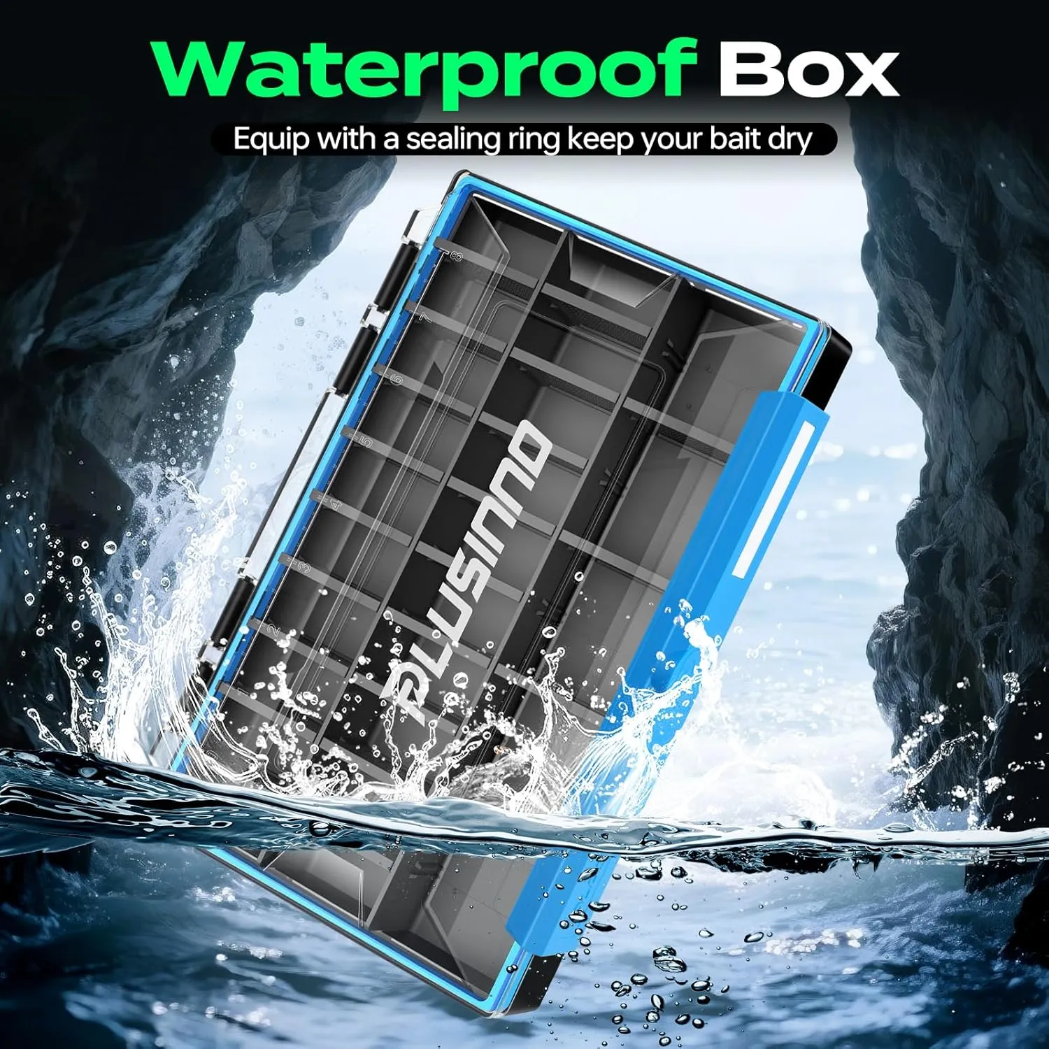 PLUSINNO Tackle Box Organizer, 1/2 Packs Waterproof Tackle Trays, Fishing Tackle Box with Removable Dividers, Fishing Box Tackle Trays and Terminal Tackle Storage