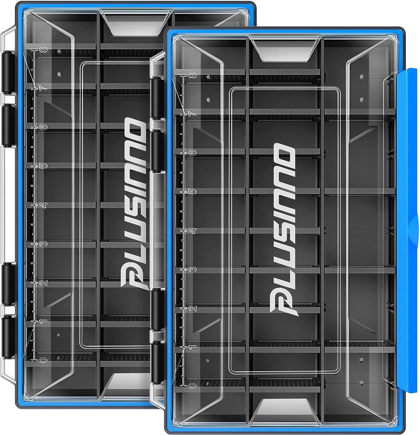 PLUSINNO Tackle Box Organizer, 1/2 Packs Waterproof Tackle Trays, Fishing Tackle Box with Removable Dividers, Fishing Box Tackle Trays and Terminal Tackle Storage