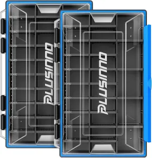 PLUSINNO Tackle Box Organizer, 1/2 Packs Waterproof Tackle Trays, Fishing Tackle Box with Removable Dividers, Fishing Box Tackle Trays and Terminal Tackle Storage
