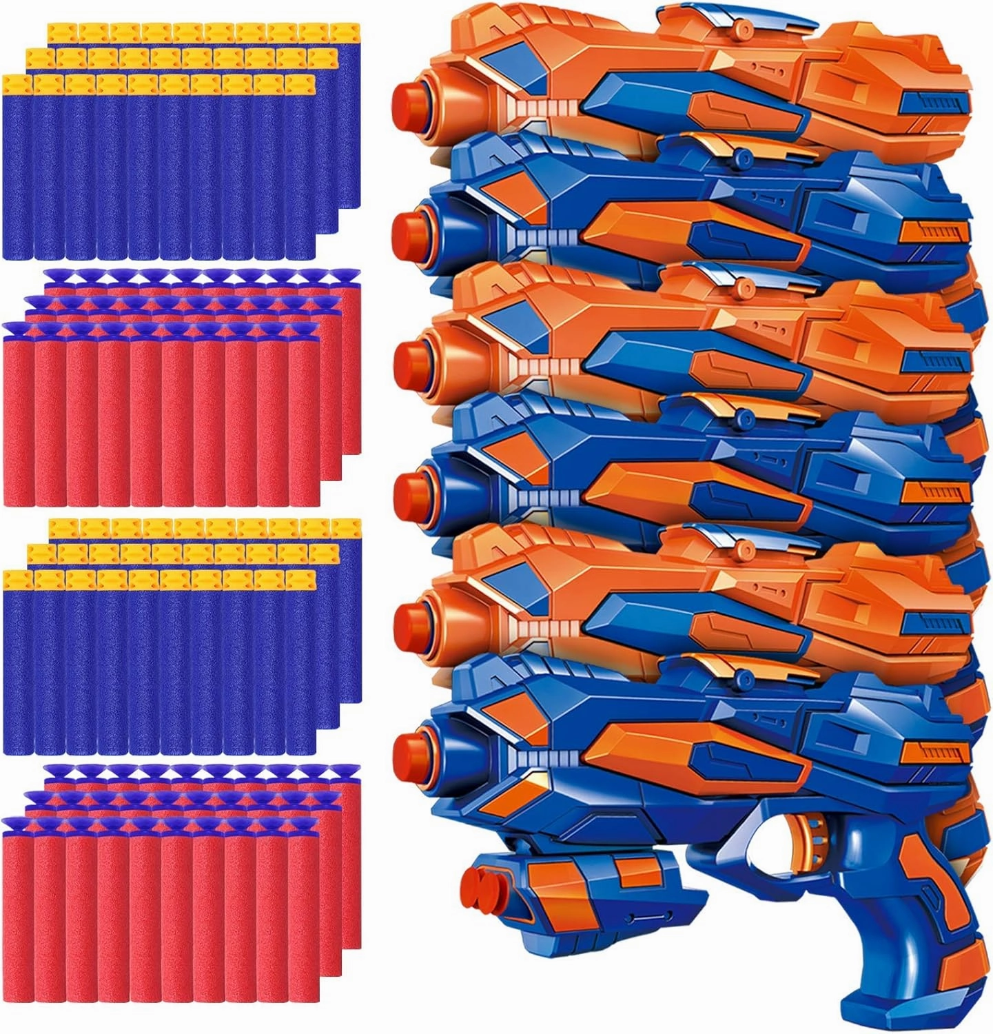 POKONBOY 6 Pack Blaster Toys Guns for Boys Fit for Nerf Bullets, Toy Guns with 120 PCS Refill Foam Darts for Boys Girls Birthday Gifts Party Favors Hand Gun Toys for 6  Year Old Kids