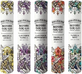 Poo-Pourri Before-You-Go Toilet Spray, In A Pinch Pack, Variety Travel Size 10 mL - Original Citrus, Lavender Vanilla, Tropical Hibiscus, Vanilla Mint and Lavender Peppermint