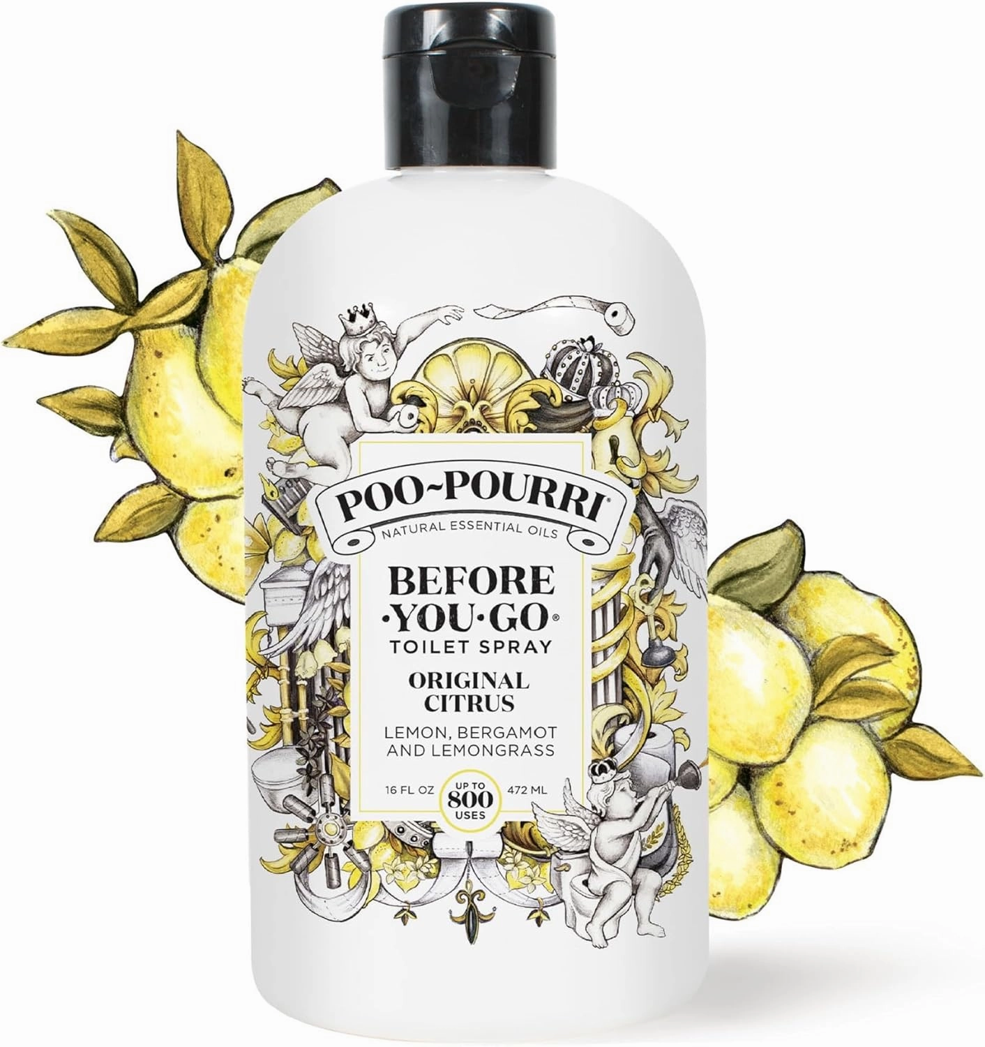 Poo-Pourri Before-You-Go Toilet Spray, Original Citrus, Refill Bottle 16 Fl Oz - Lemon, Bergamot and Lemongrass