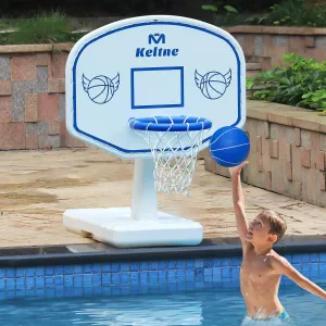 Pool Basketball Hoop, 34"x34"x42.2" Oversized Pool Toys with 2 Balls/Nets/Pump for Poolside Water Basketball Game, Pool Basketball Goal for Inround Pool & Deck - Swimming Pool Games for Kids Adults
