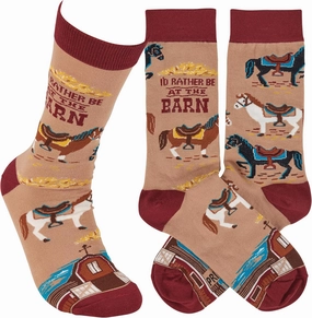 Primitives by Kathy Rather Be At The Barn Socks, One Size, Unisex, LOL Collection