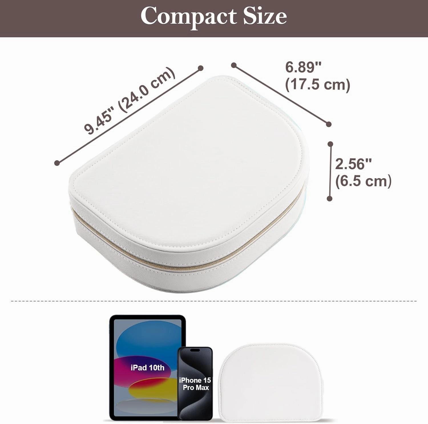 ProCase Travel Size Jewelry Box, Large Portable Seashell-Shaped Jewelry Case, 2 Layer Jewelry Organizer in PU Leather for Women -White