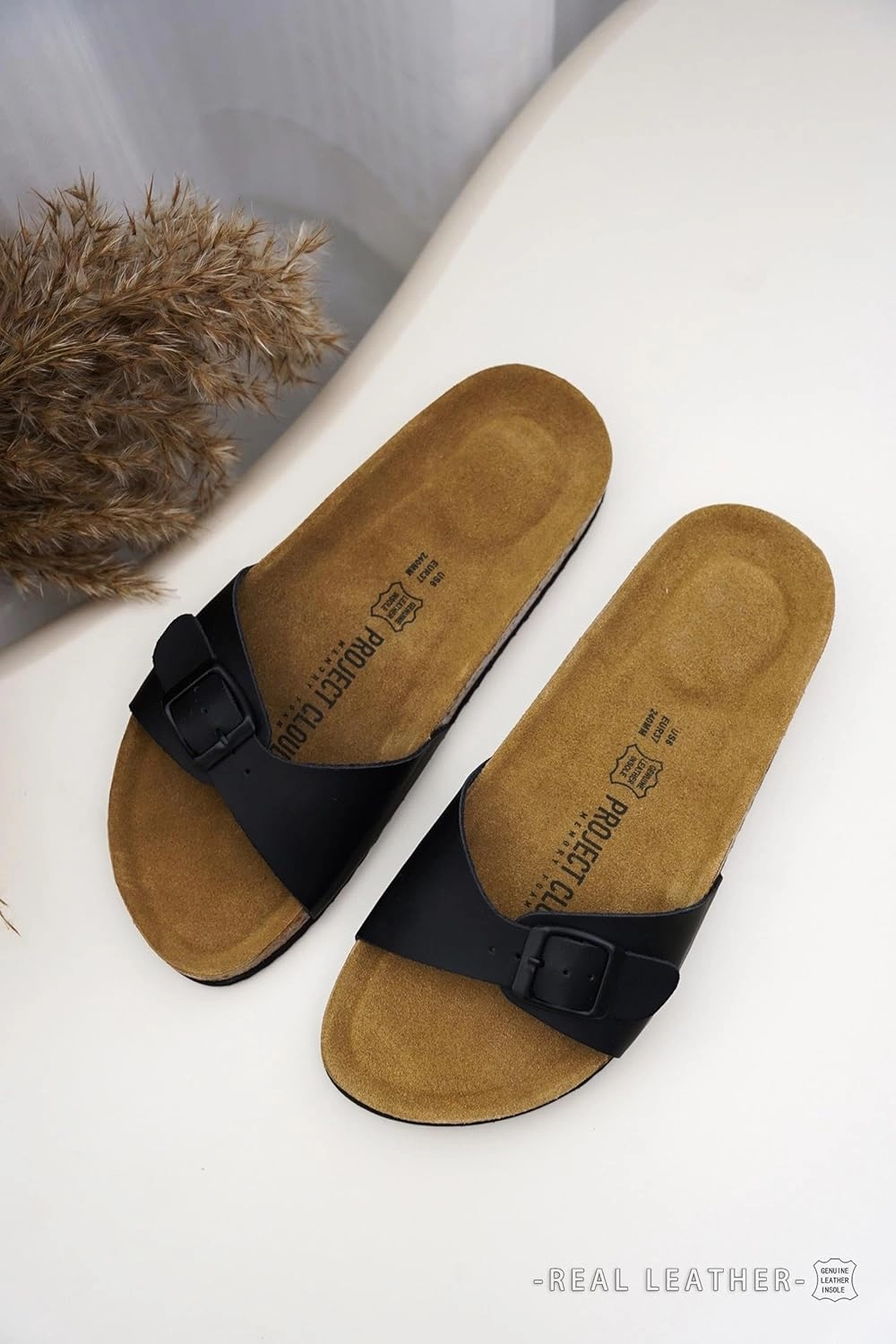 Project Cloud Genuine Leather Womens Sandals - Memory Foam Beach Essentials Womens Slippers - Perfect Summer Sandals for Women 2025 (Bahama)