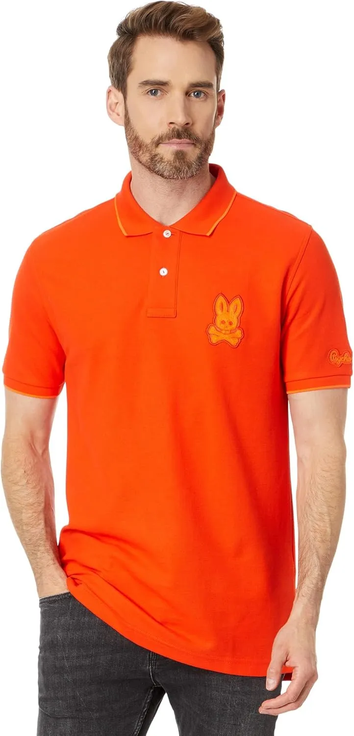 Psycho Bunny Cleveland Chainstitch Pique Polo Tangerine Tango 2XL (US Men's 8)