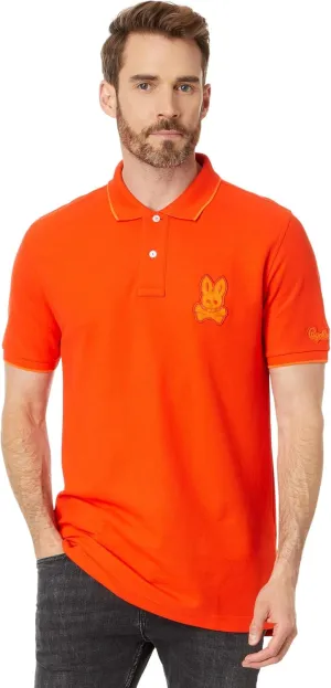 Psycho Bunny Cleveland Chainstitch Pique Polo Tangerine Tango 2XL (US Men's 8)