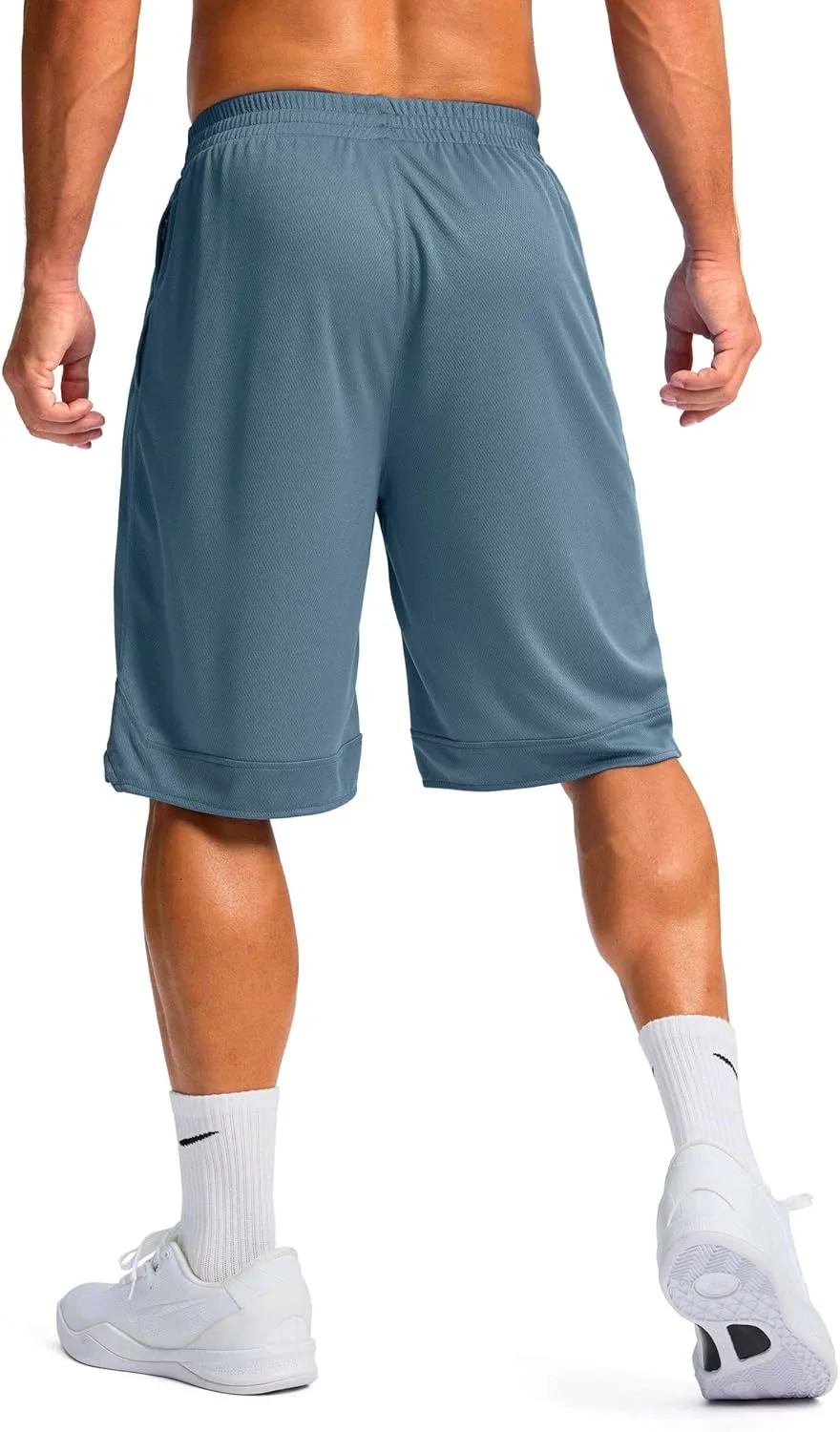 Pudolla Men's Basketball Shorts with Zipper Pockets 11" Long Gym Athletic Shorts for Men Lightweight Quick Dry