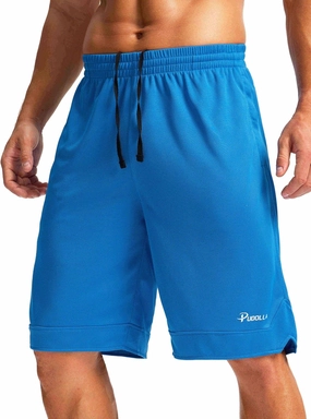 Pudolla Men's Basketball Shorts with Zipper Pockets 11" Long Gym Athletic Shorts for Men Lightweight Quick Dry