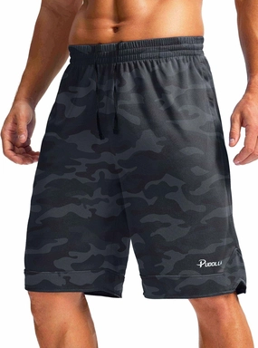 Pudolla Men's Basketball Shorts with Zipper Pockets 11" Long Gym Athletic Shorts for Men Lightweight Quick Dry