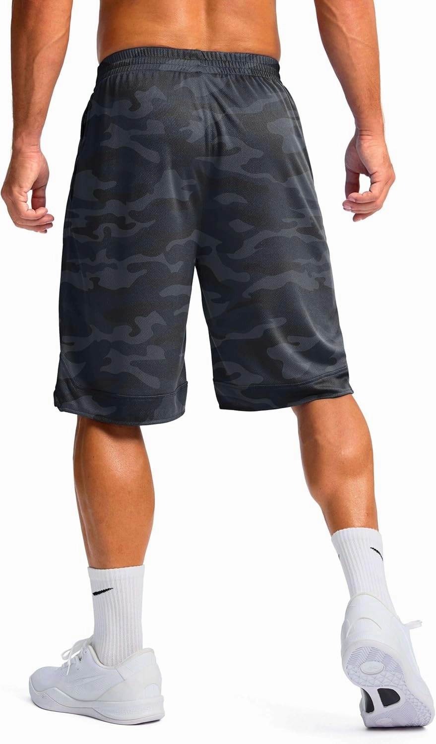 Pudolla Men's Basketball Shorts with Zipper Pockets 11" Long Gym Athletic Shorts for Men Lightweight Quick Dry