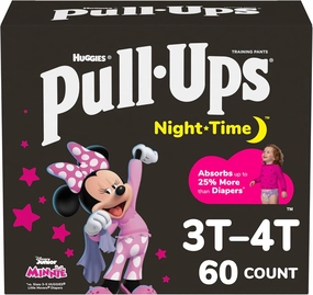 Pull-Ups Girls' Nighttime Potty Training Pants, Training Underwear, 3T-4T (32-40 lbs), 60 Ct