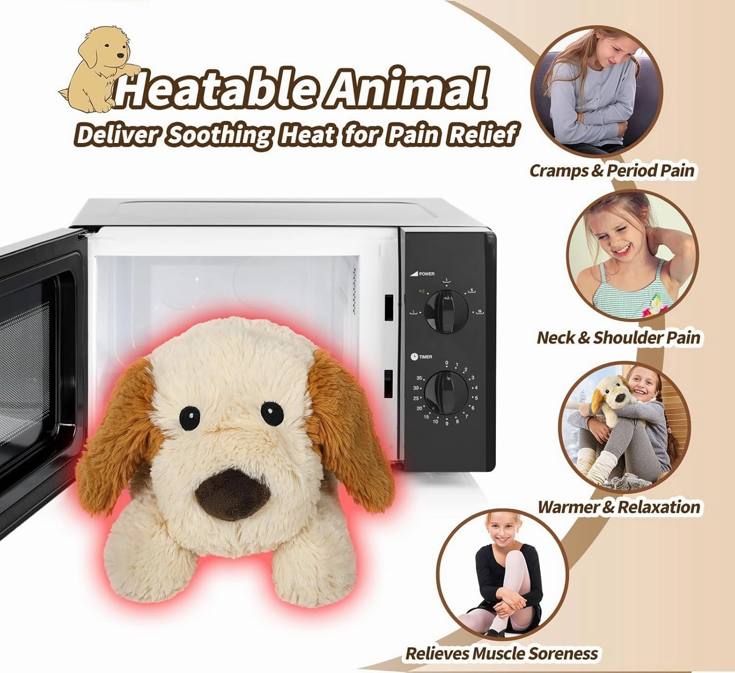 Puppy Stuffed Animals, Microwavable Stuffed Animal Adorable Fluffy Dog Plush for Warmth, Heatable & Coolable Lavender Scent Puppy Plush Toys, Cute Soft Dog Plushies for Kids & Adults Girls Boys Gifts