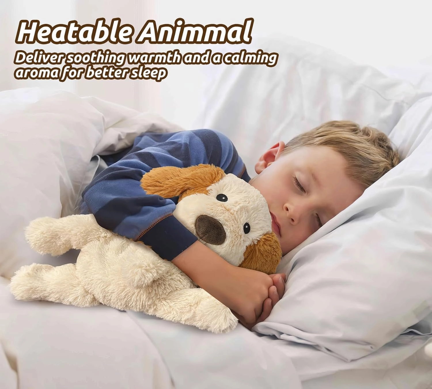Puppy Stuffed Animals, Microwavable Stuffed Animal Adorable Fluffy Dog Plush for Warmth, Heatable & Coolable Lavender Scent Puppy Plush Toys, Cute Soft Dog Plushies for Kids & Adults Girls Boys Gifts