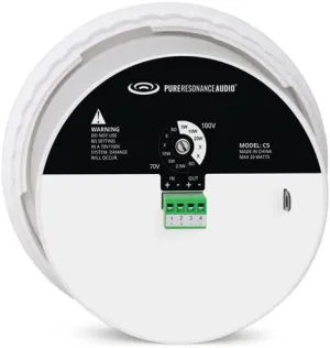 Pure Resonance Audio C5 4" 70 Volt Ceiling Speaker with Drywall Mounting Ring
