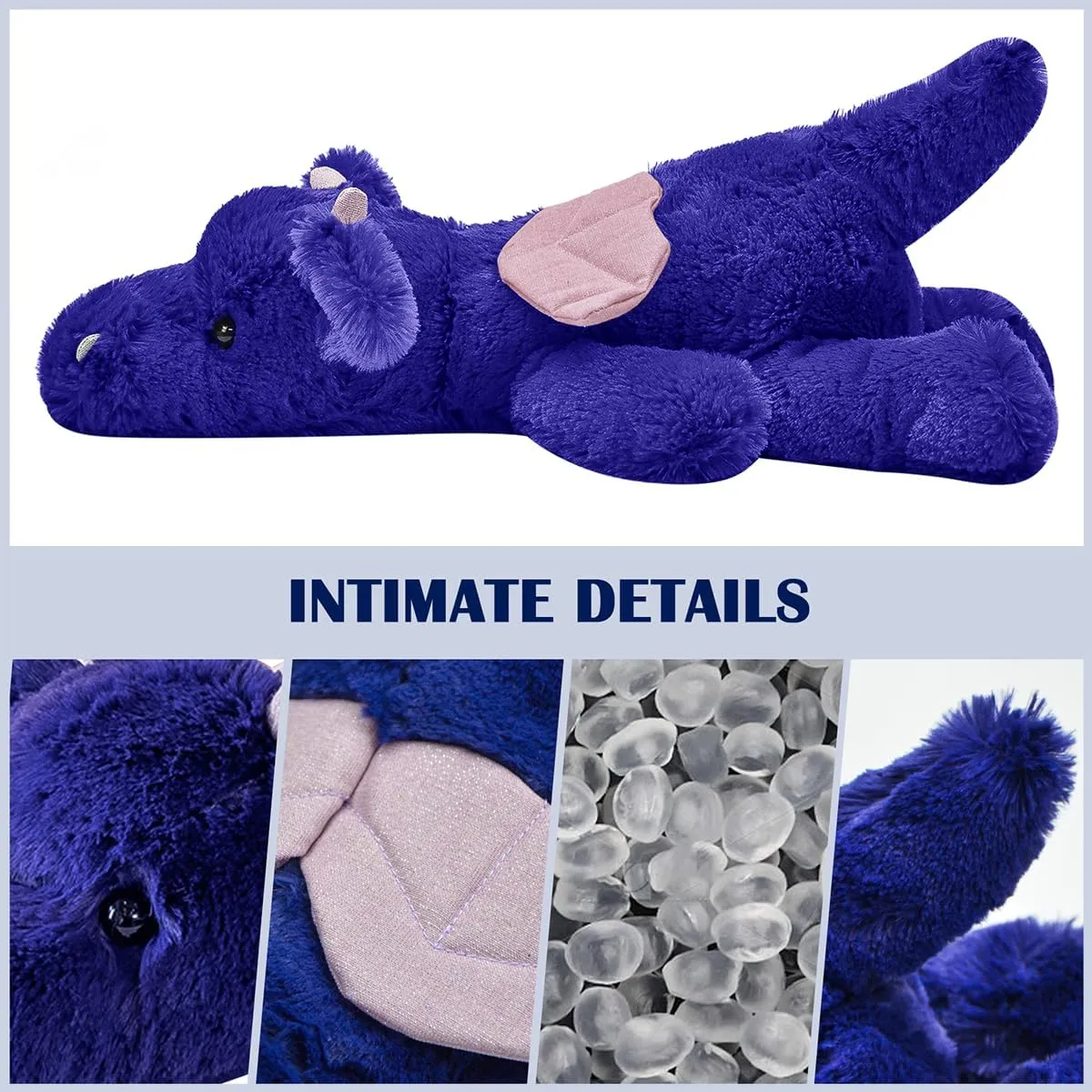 Purple Dragon Stuffed Animal 19" Giant Weighted Stuffed Dragon Plush Toy Kawaii Soft Baby Hugging Pillow Cute Birthday for Kids