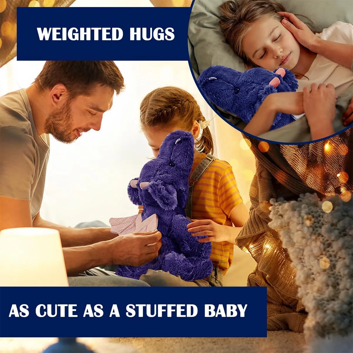 Purple Dragon Stuffed Animal 19" Giant Weighted Stuffed Dragon Plush Toy Kawaii Soft Baby Hugging Pillow Cute Birthday for Kids