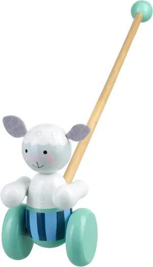 Push Along: Sheep - Wooden Toy, Colorful Wheeled Character w/Handle, Encourage First Steps, FSC Certified, Toddler & Kids, Ages 1 
