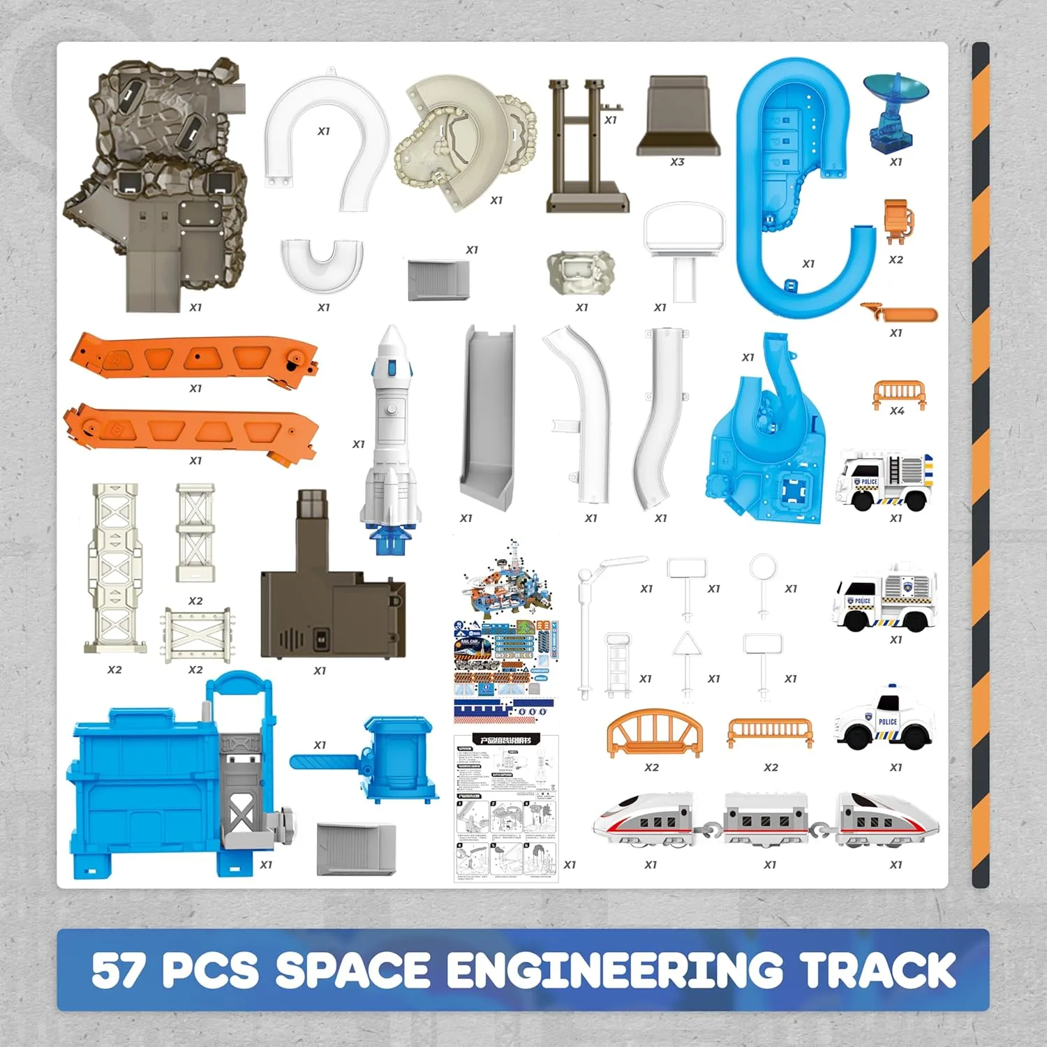 Race Tracks for Kids Ages 3-5, SMILESSKIDDO 73 PCS Space Car Tracks Toys Gifts for Boys Kids with Music and Engineering Scene Simulation, Construction Car Toddler Boy Toys Gift for Ages 3 