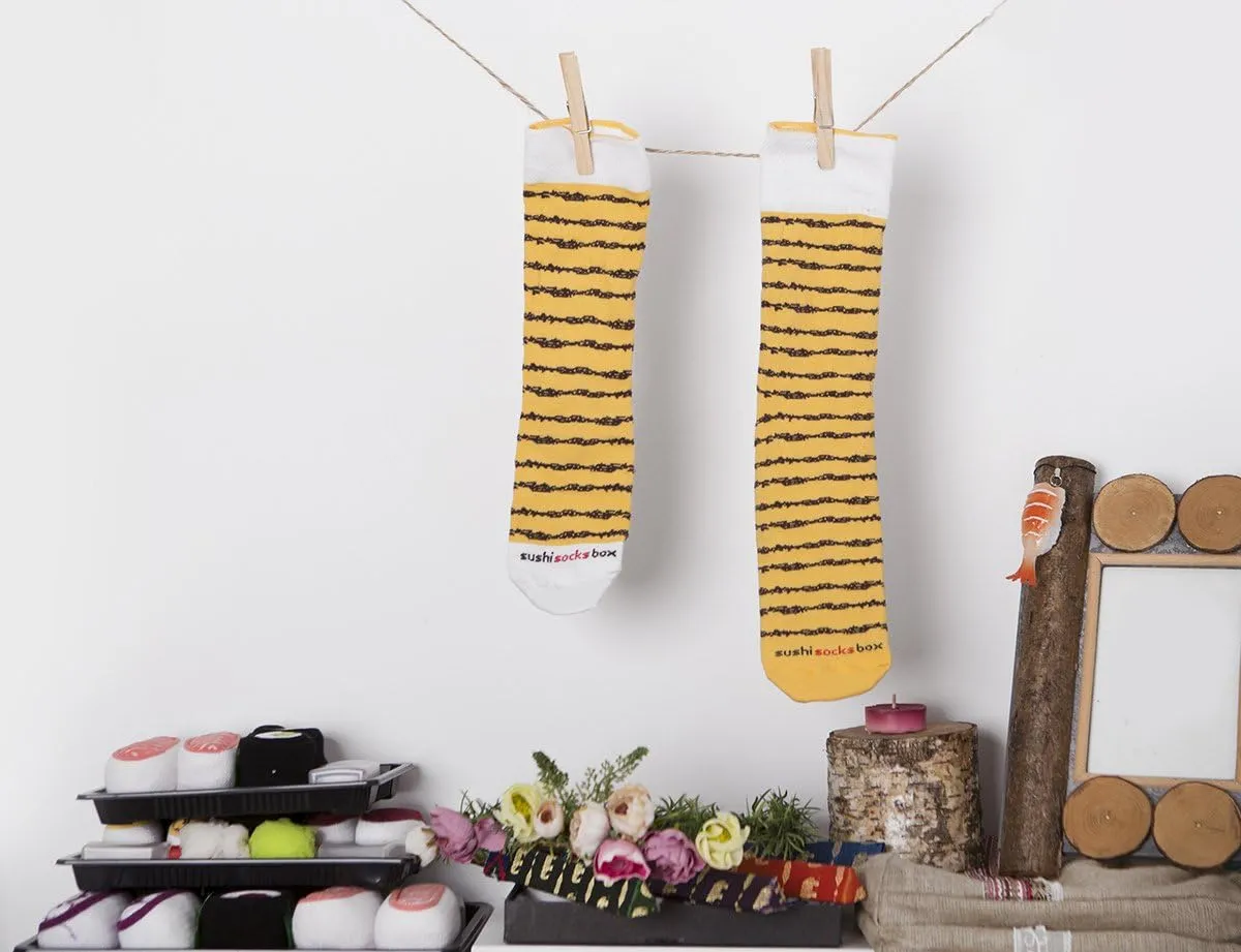 Rainbow Socks - Men's Women's - Sushi Socks Box Salmon Tamago Tuna Maki - 5 Pairs