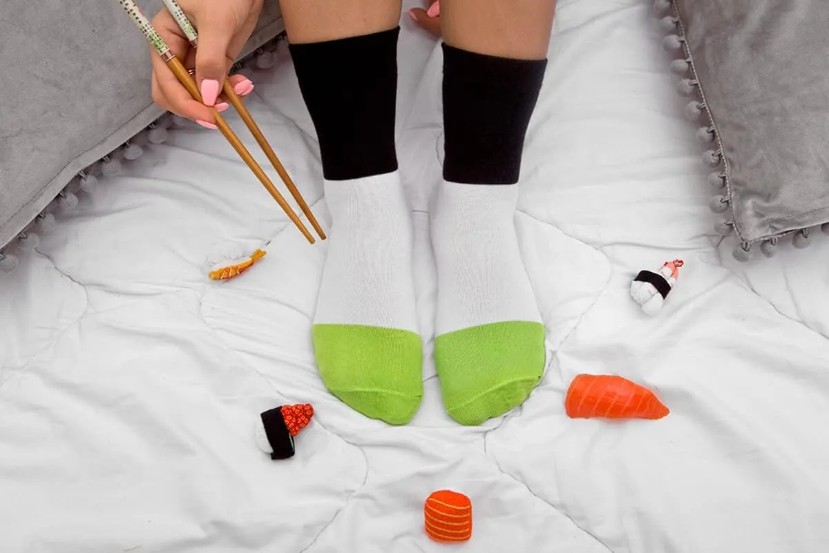 Rainbow Socks - Men's Women's - Sushi Socks Box Salmon Tamago Tuna Maki - 5 Pairs