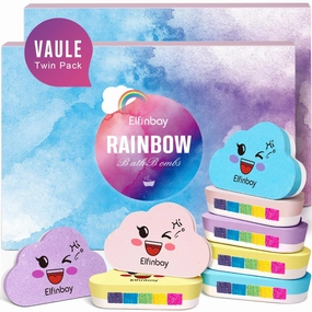 Rainbow Cloud Bath Bomb Gift Set, Bulk Kids Bath Bombs for Toddler Girls Individually Wrapped, Natural Bubble Bath Bombs for Kids Stocking Stuffers Halloween Christmas Birthday Gifts for Kid
