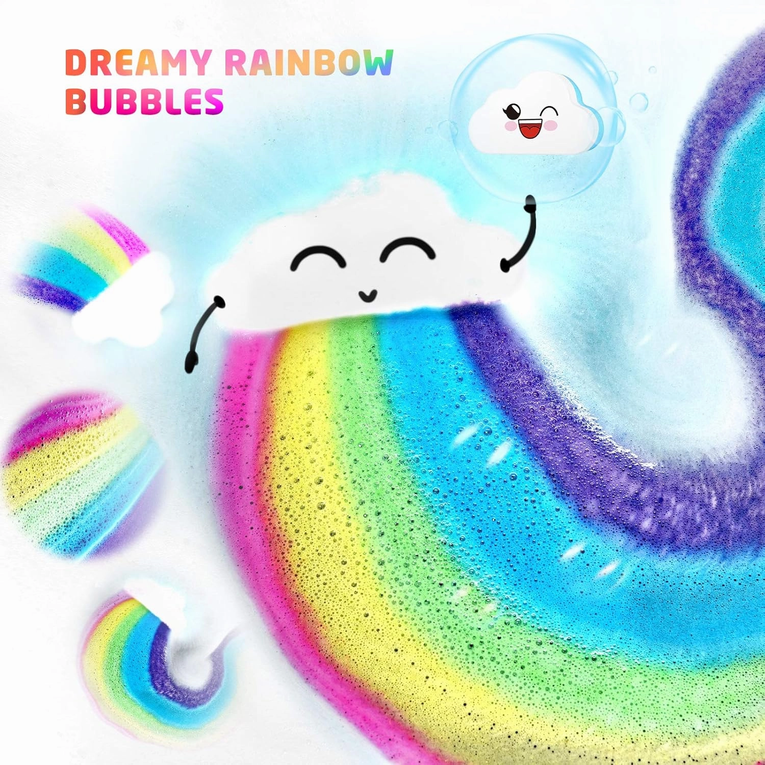 Rainbow Cloud Bath Bomb Gift Set, Bulk Kids Bath Bombs for Toddler Girls Individually Wrapped, Natural Bubble Bath Bombs for Kids Stocking Stuffers Halloween Christmas Birthday Gifts for Kid