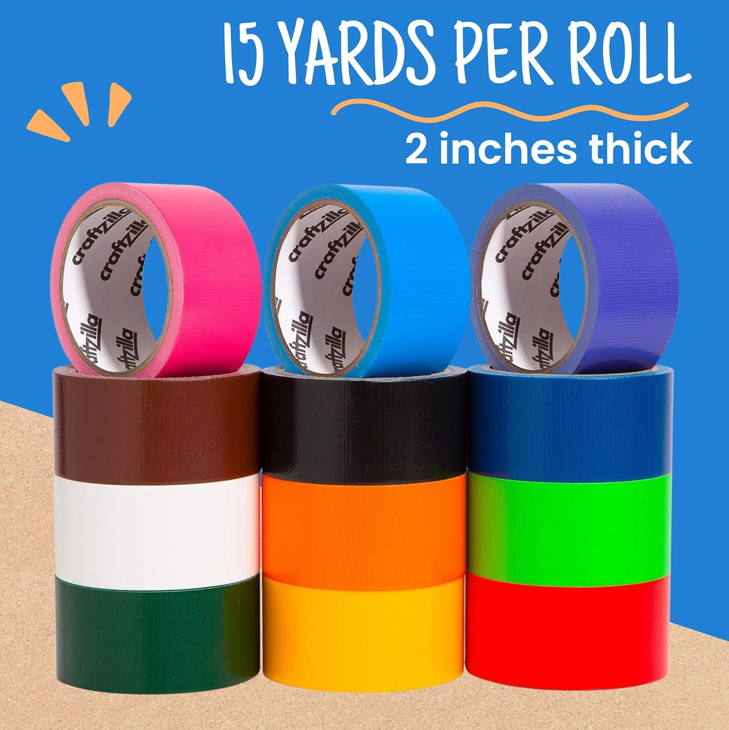 Rainbow Colored Duct Tape - 15 Yards x 2 Inch - 12 Pack Colored Duct Tape Variety Pack for Arts