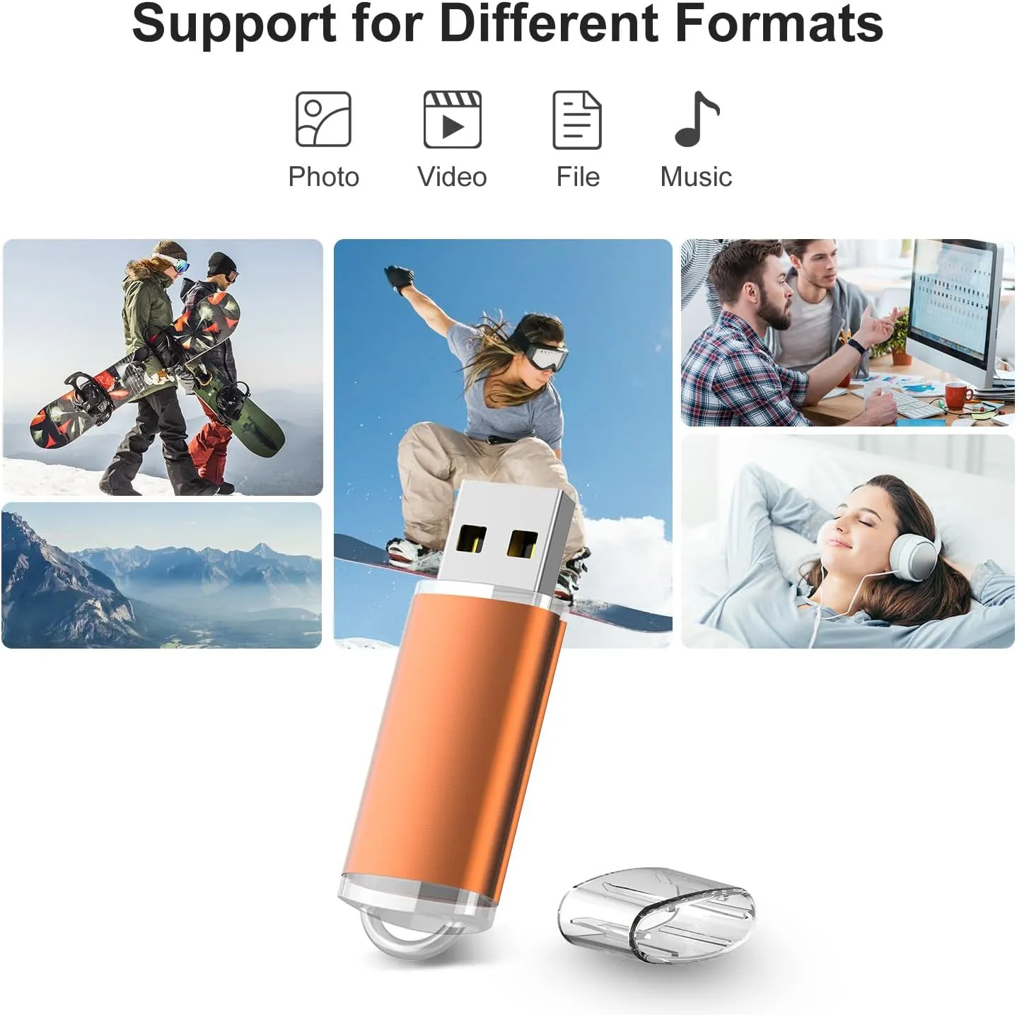 RAOYI 10 Pack 32GB USB Flash Drives USB 2.0 Memory Stick Bulk Thumb Drives Thumb Drive Jump Drive (5 Mixed Colors: Black Blue Green Orange Silver)