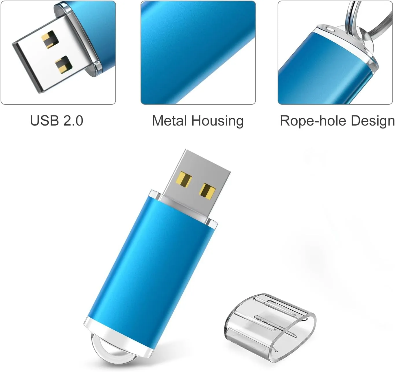 RAOYI 10 Pack 32GB USB Flash Drives USB 2.0 Memory Stick Bulk Thumb Drives Thumb Drive Jump Drive (5 Mixed Colors: Black Blue Green Orange Silver)